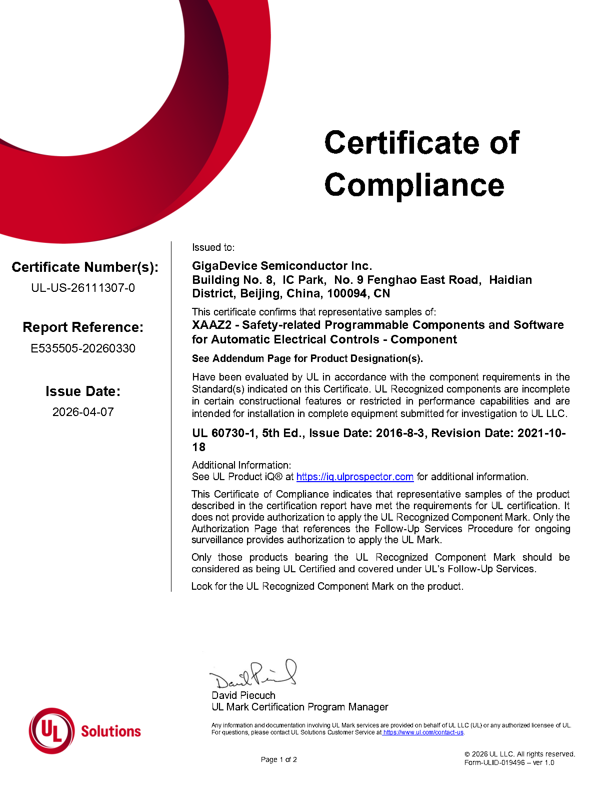 UL60730Certificate_GD32E23x_Page1.png
